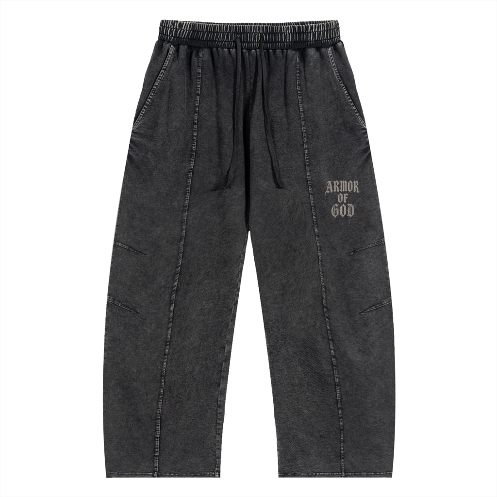 Snow Wash Drawstring Cotton Pants