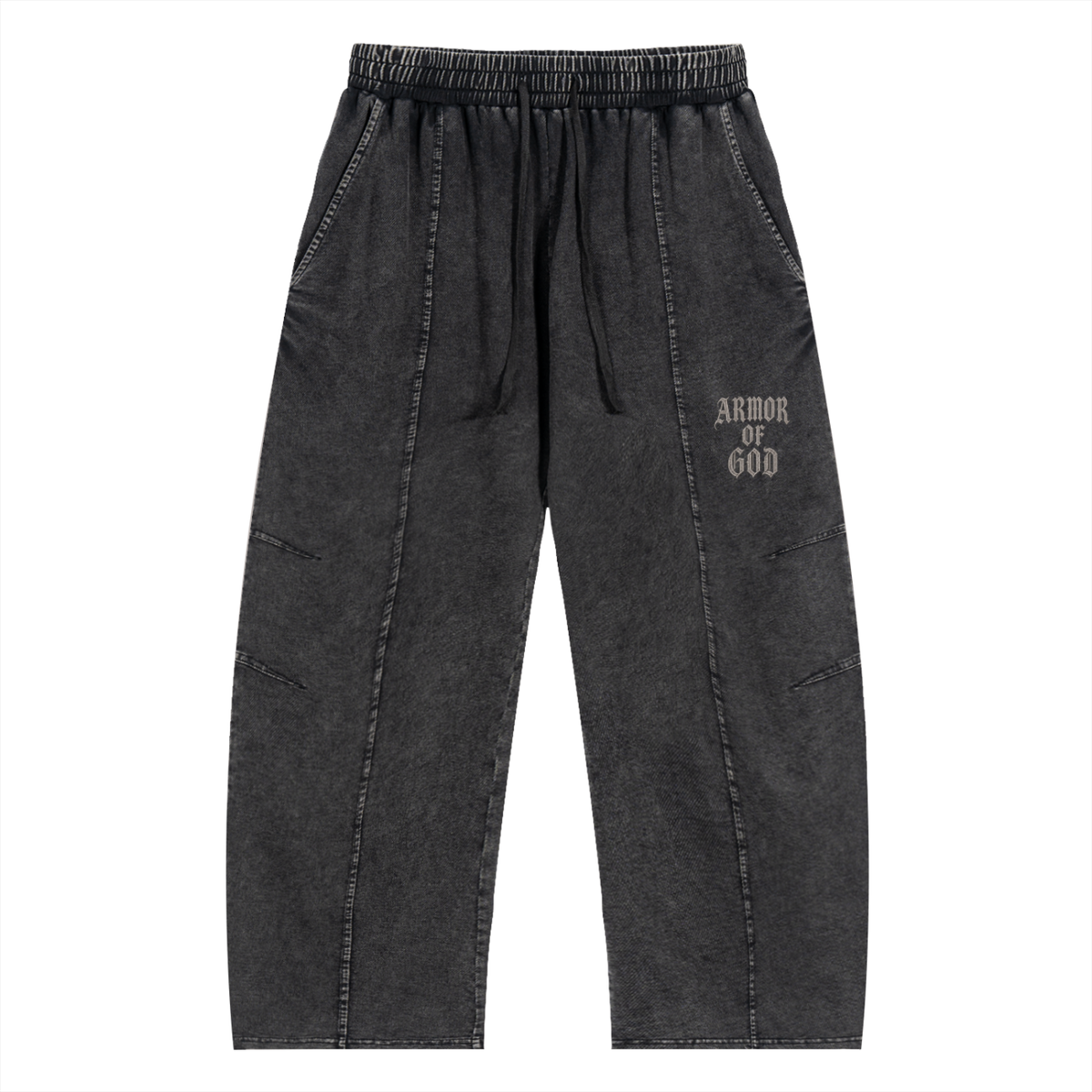 Snow Wash Drawstring Cotton Pants