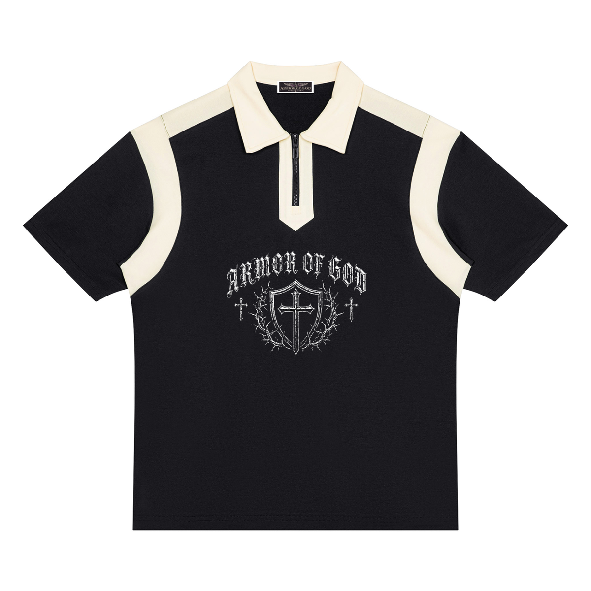 Unisex Color Block Quarter Zip Polo Shirt