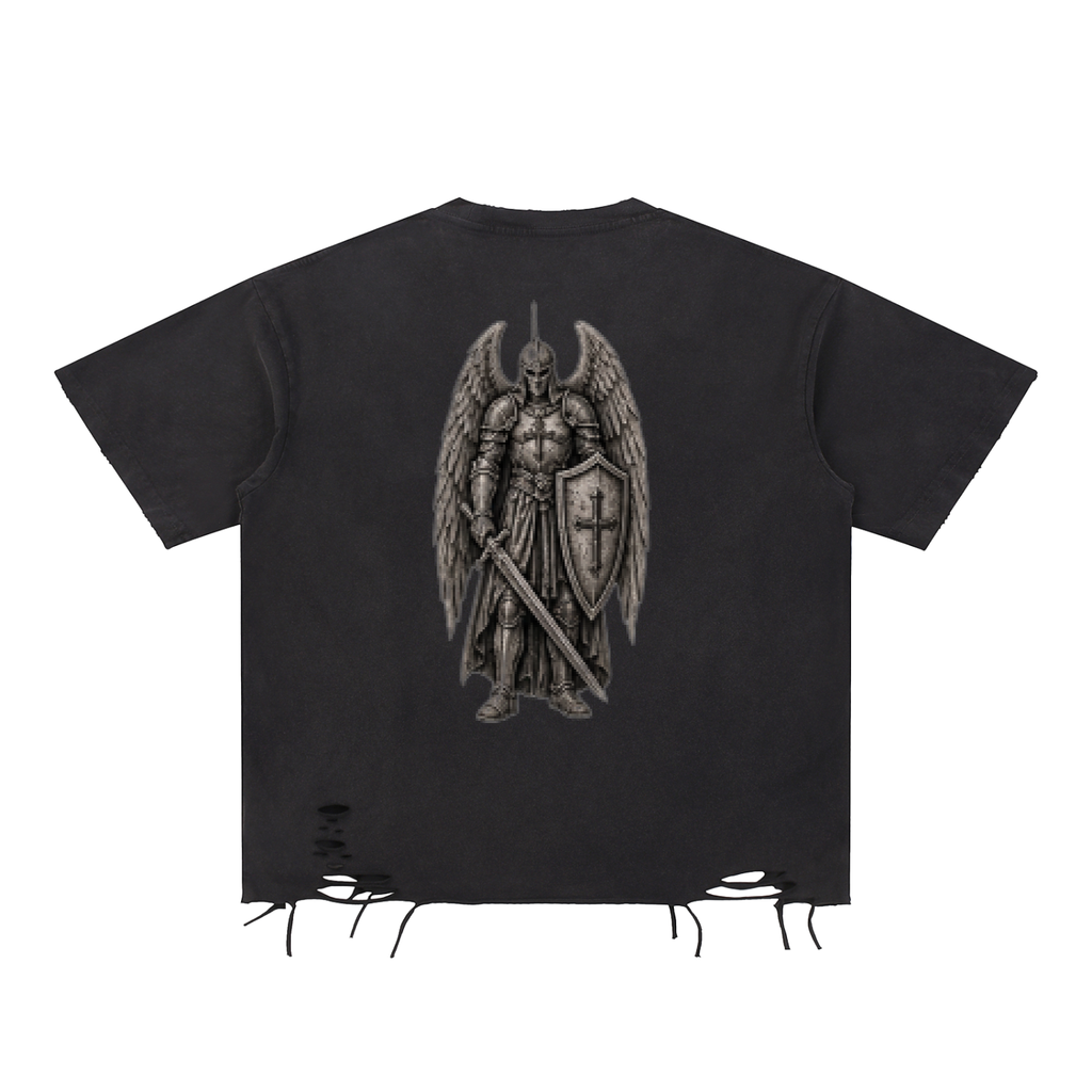 Snow Washed Raw-Hem T-Shirt