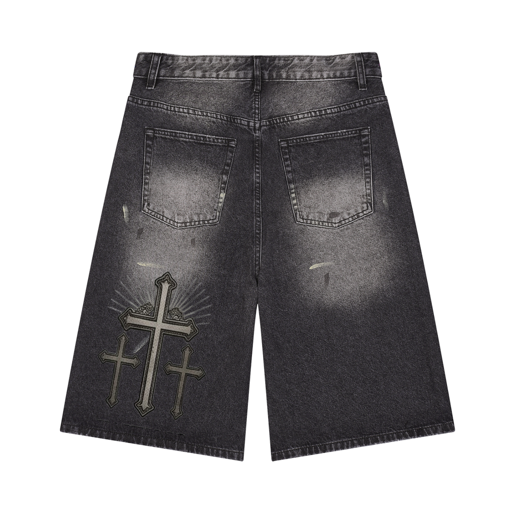 Men’s Vintage Wash Wide Leg Denim Shorts