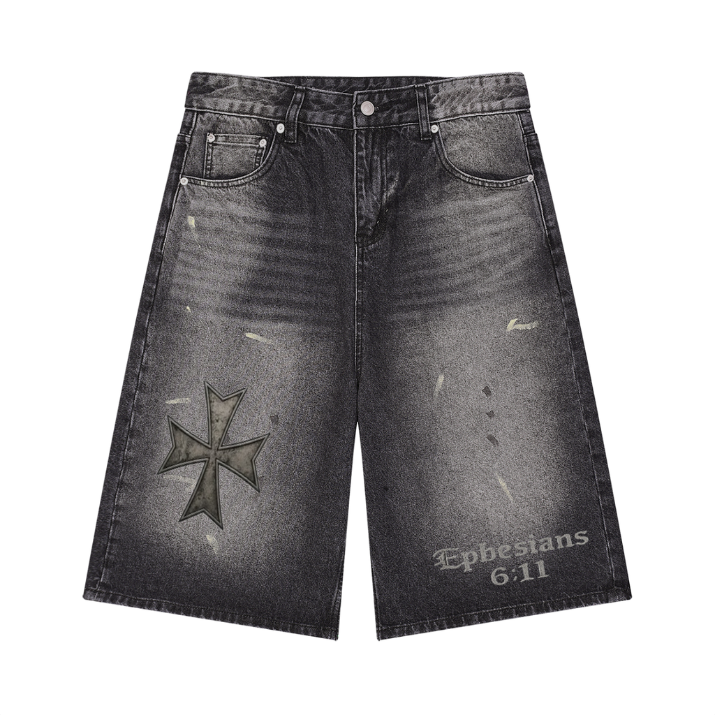 Men’s Vintage Wash Wide Leg Denim Shorts