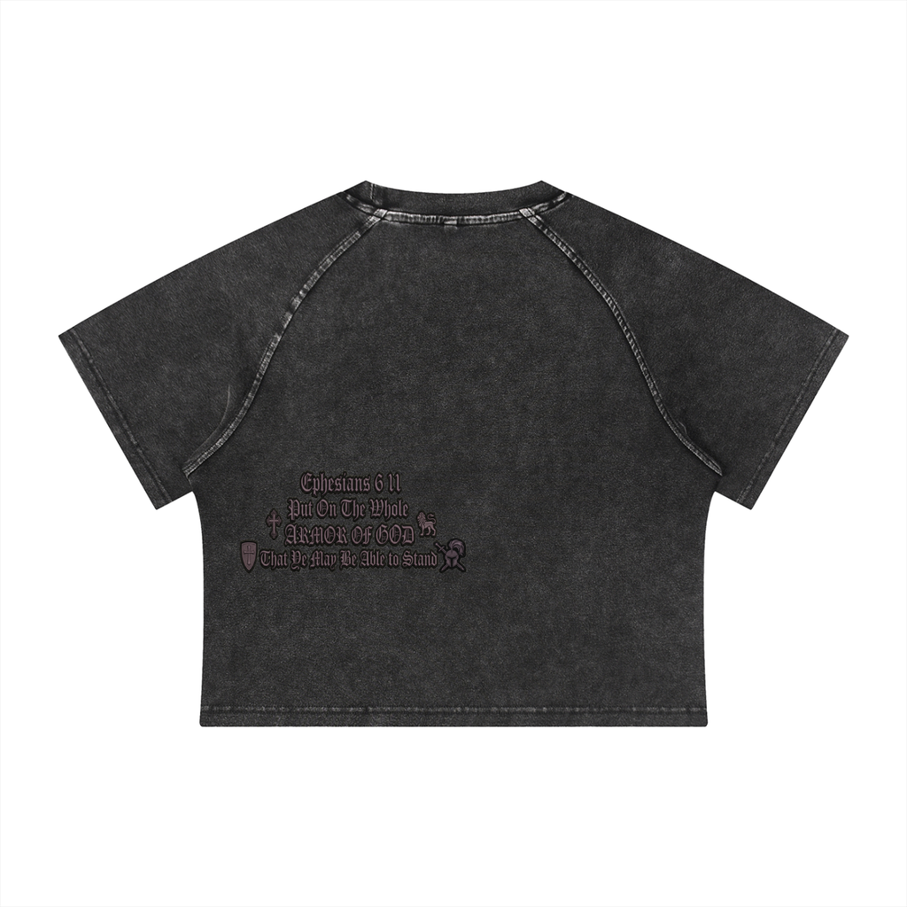 Women's Mineral Wash Raglan Crop T-Shirt