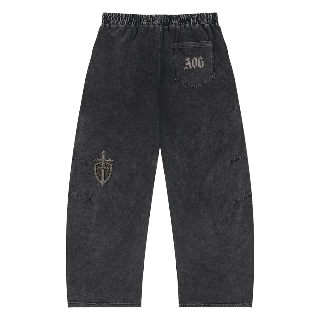 Snow Wash Drawstring Cotton Pants