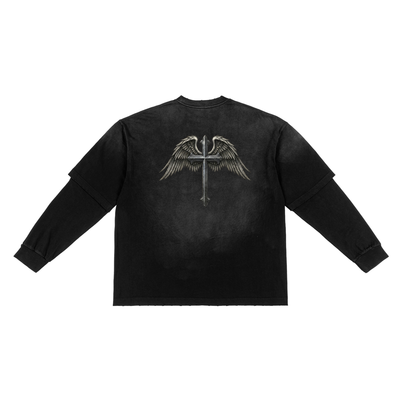 Sunfade Hand-Frayed Faux Two-Piece T-Shirt
