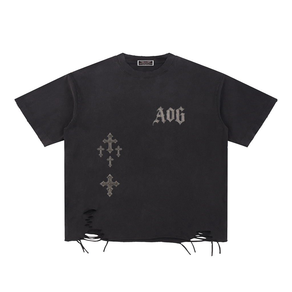 Snow Washed Raw-Hem T-Shirt