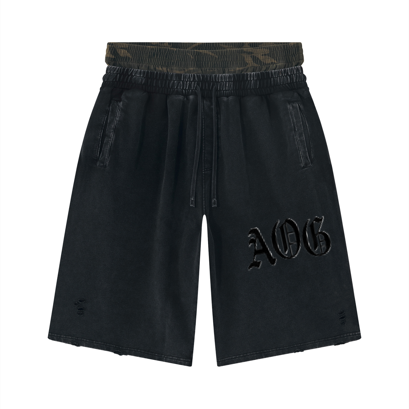 Unisex Vintage Wash Distressed Wide Leg Shorts