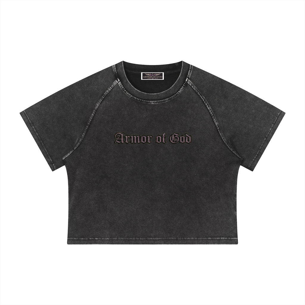 Women's Mineral Wash Raglan Crop T-Shirt